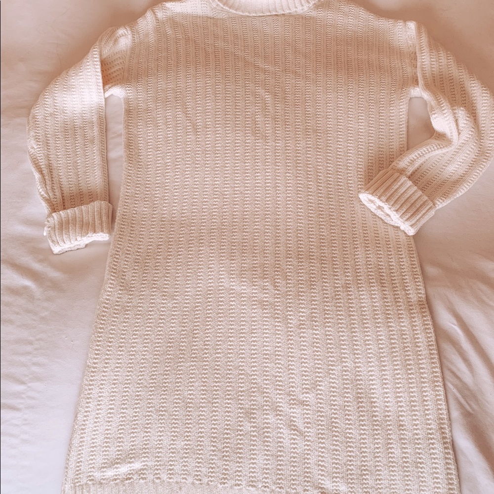 White turtleneck sweater dress